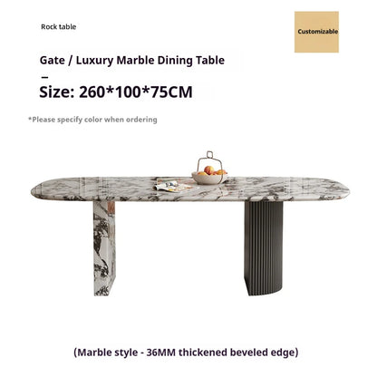 Luxury French Rectangle Marble Table, Trendy Natural Stone Dining Table