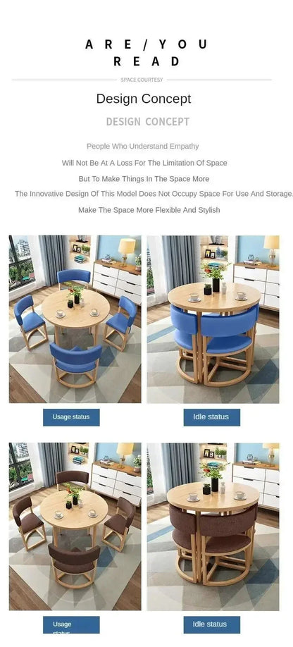 Round Mobile Dining or Kitchen, 4 Chairs