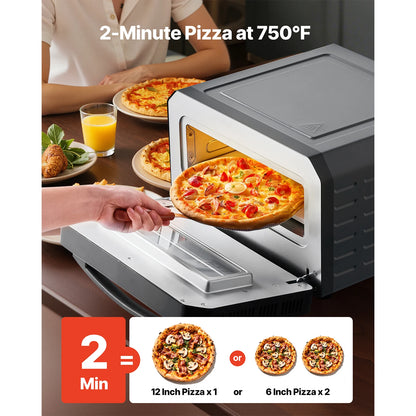 750°F Dual-Tube Fast Bake | 12" Professional Pizza Oven |