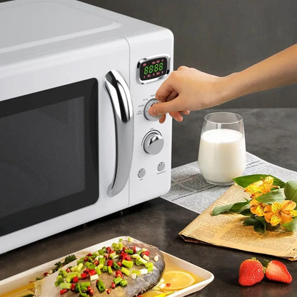 Retro Countertop Microwave Oven, Defrost & 8 Auto-cooking Programs