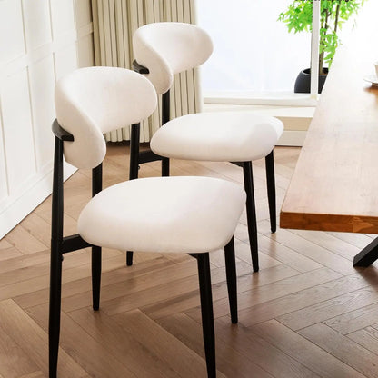 Metal Dining Chairs With Modern Fabric Upholstered, Set Of 2
