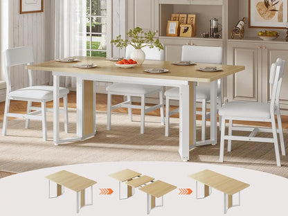 4-6 Person Extendable Dining Table Set with 4 Cushioned Chairs