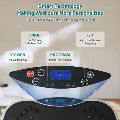 Portable Vibration Plate Exercise Machine with Bluetooth Remote Control With Resistance Bands