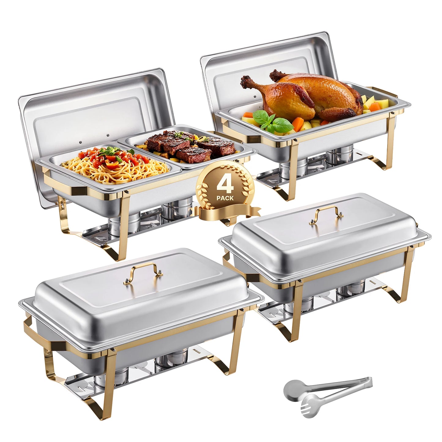 SucceBuy 8 Qt Stainless Steel Chafer with Catering Warmer Server