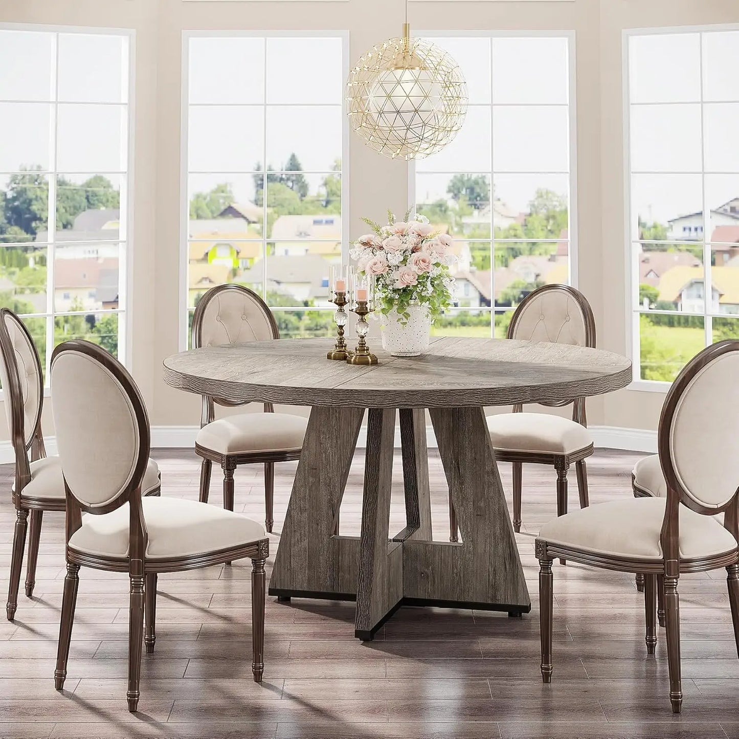 47 inch Round Dining Table or Wood Kitchen Table