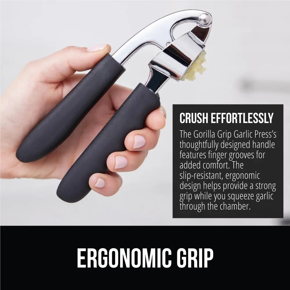 Heavy Duty Garlic Press & Peeler Set, Kitchen Gadget in Black