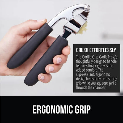 Heavy Duty Garlic Press & Peeler Set, Kitchen Gadget in Black