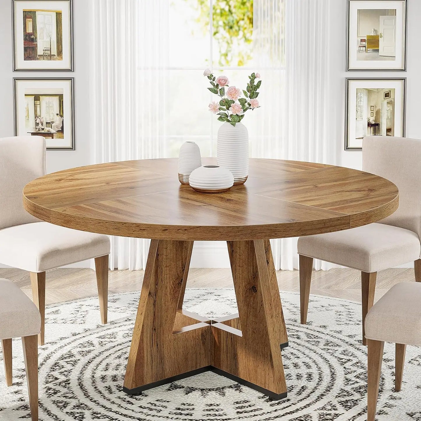 47 inch Round Dining Table or Wood Kitchen Table