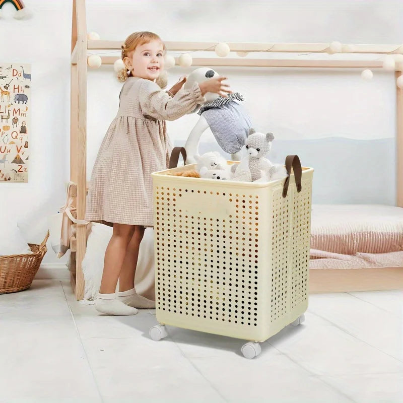 66.5L Foldable Laundry Basket with Wheels