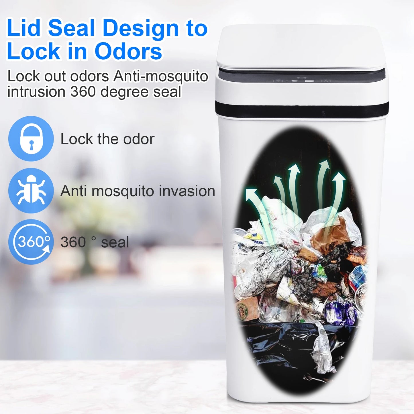 2 Pack 12L Automatic Trash Cans Touchless Motion Sensor with Lid