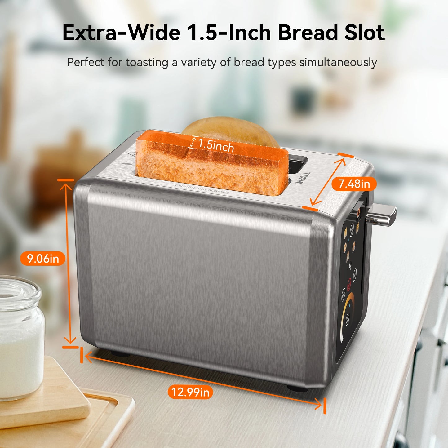 WHALL 2 Slice Toaster with Touchscreen