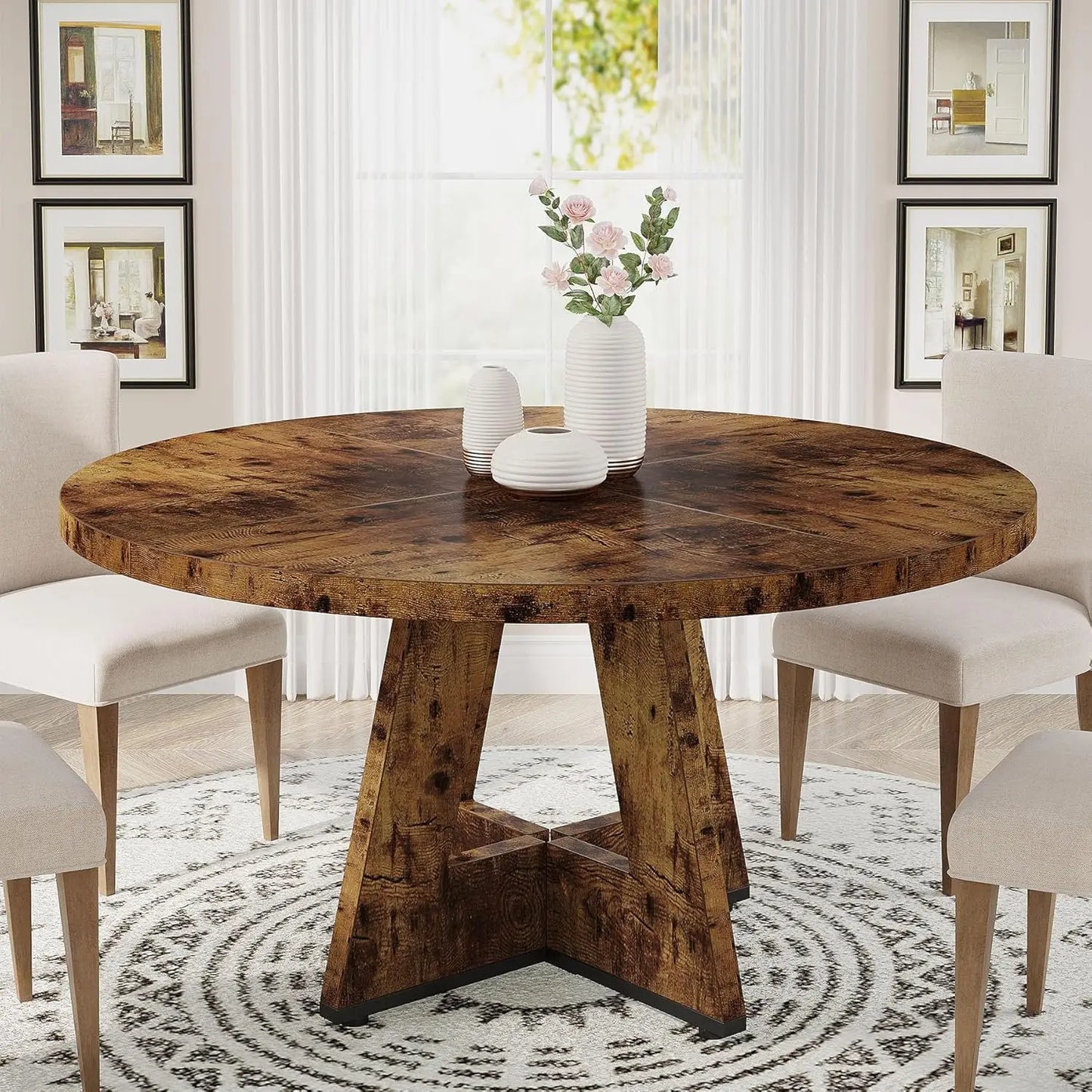 47 inch Round Dining Table or Wood Kitchen Table