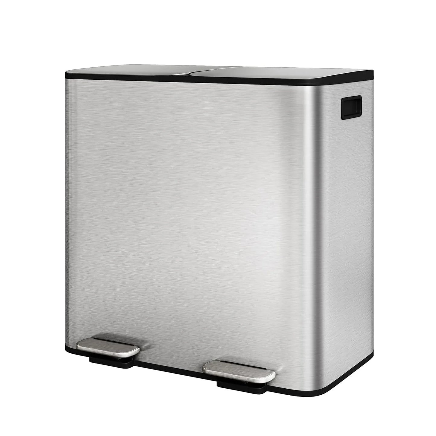 Step Trash Bin for Dual Compartment Recycling Stainless Steel Trash and Recycle Bin