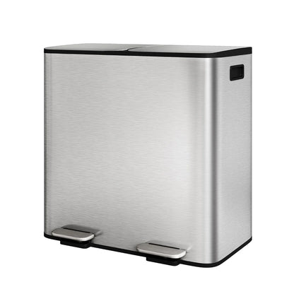Step Trash Bin for Dual Compartment Recycling Stainless Steel Trash and Recycle Bin