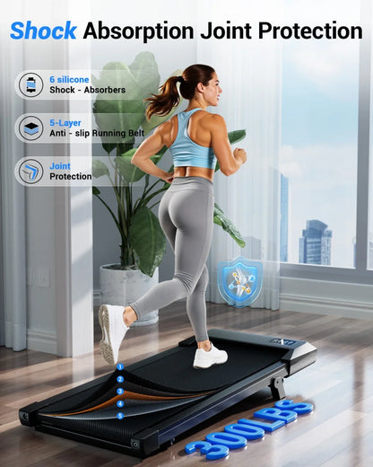 Foldable 6% Slope Under Desk Treadmill,  Portable Remote Control LED Display