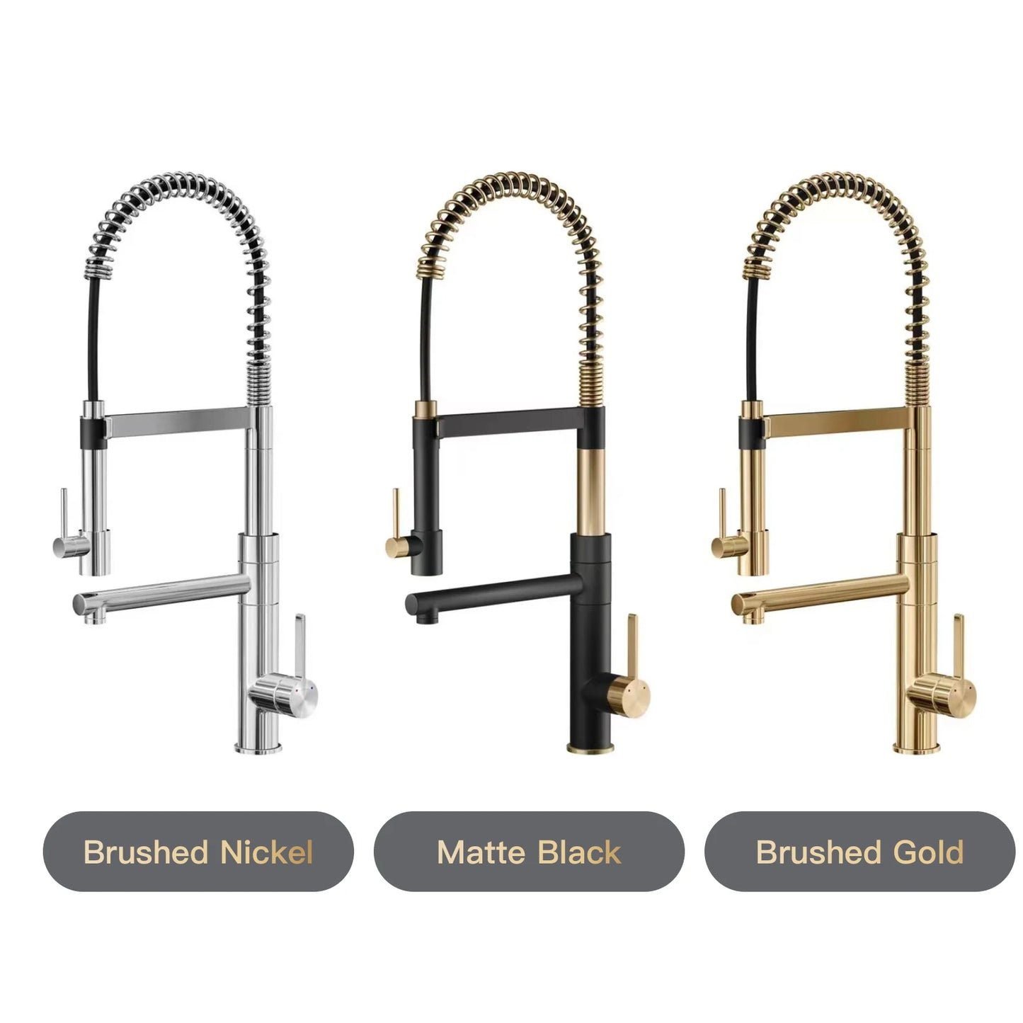 Luxury black kitchen faucet with magnetic suction Pull-Out design Two handles  2-function Tap