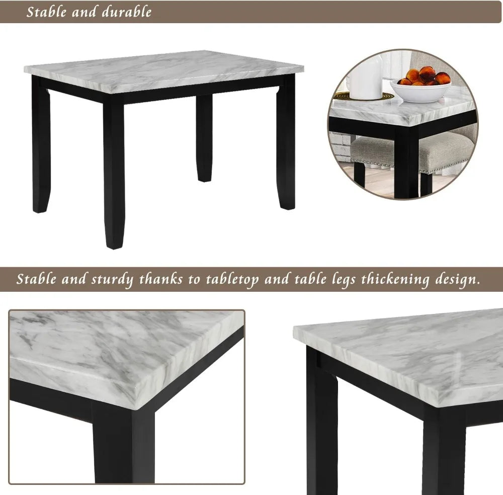 Kitchen and Dining Table Set for 4, Wood Dining Table and Chairs Set,