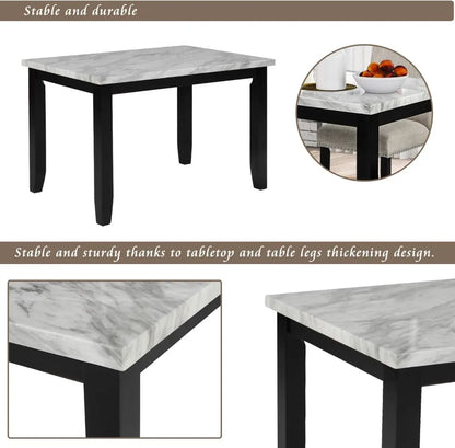 Kitchen and Dining Table Set for 4, Wood Dining Table and Chairs Set,