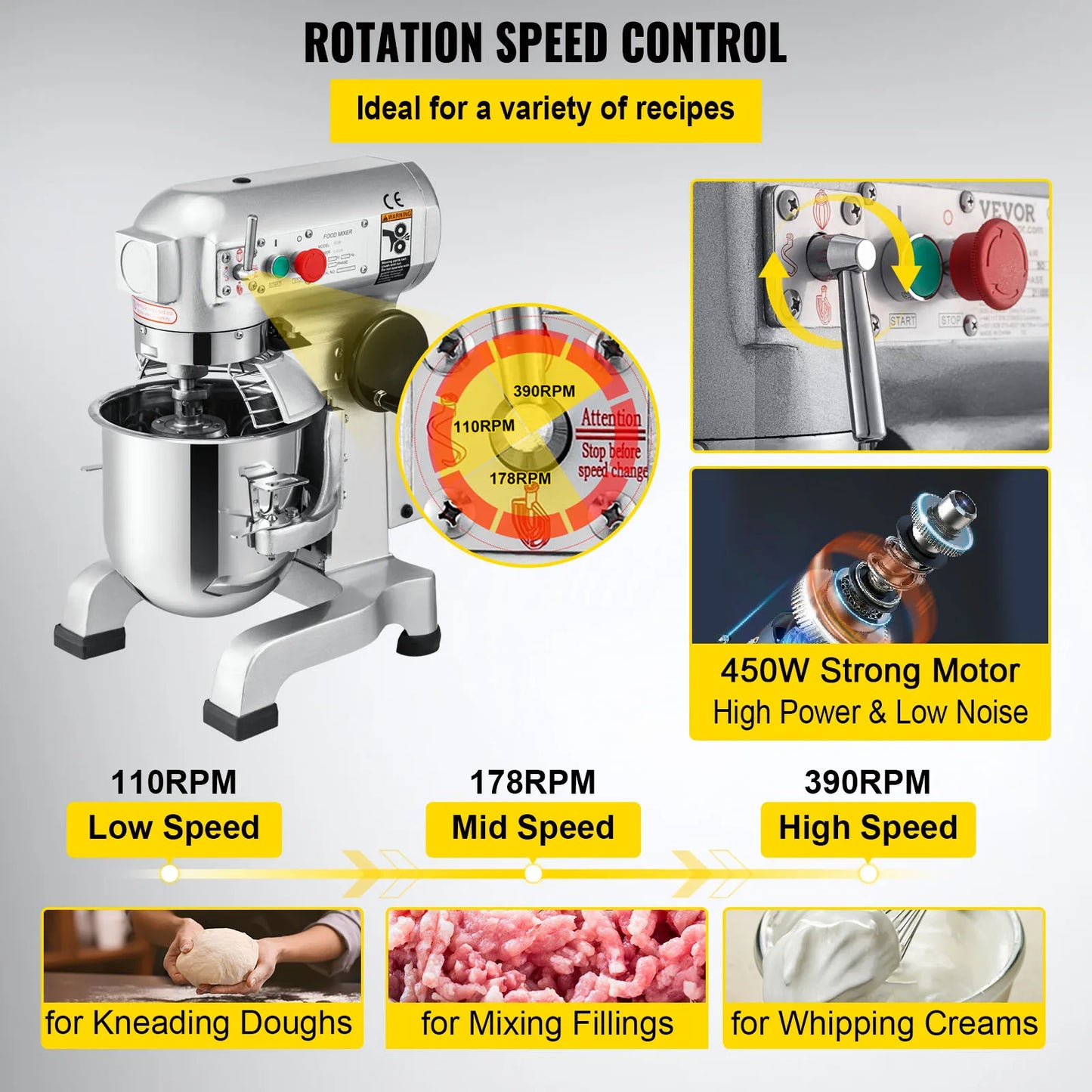 10- 30L Electric Dough Machine Kitchen Food Stand Blender