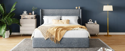 Lift Up Storage Bed with Wingback Headboard