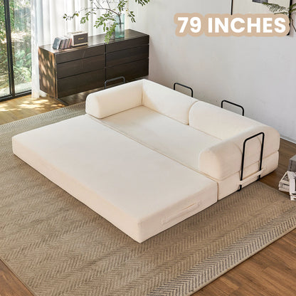79'' Boneless Couch, Foldable Convertible Futon Sleeper