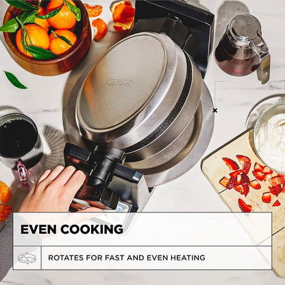 Rotating Belgian Waffle Maker with Deep Nonstick PFOA Free Plates