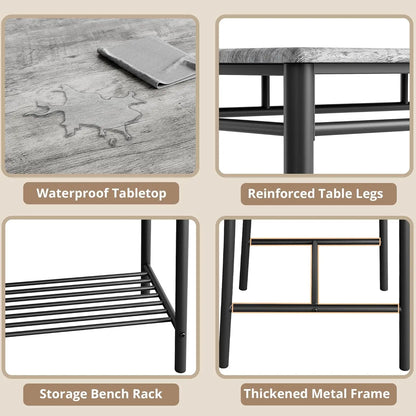 Dining Table Set for 4 with Upholstered Bench and 2 Chairs