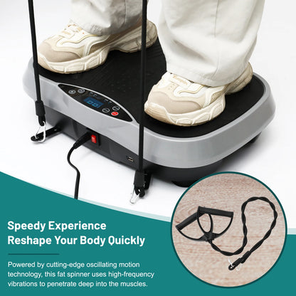 Portable Vibration Plate Exercise Machine with Bluetooth Remote Control With Resistance Bands