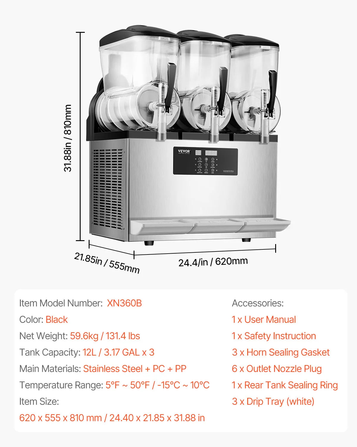 3-36L Commercial Slushy Machine 1-3 Tanks