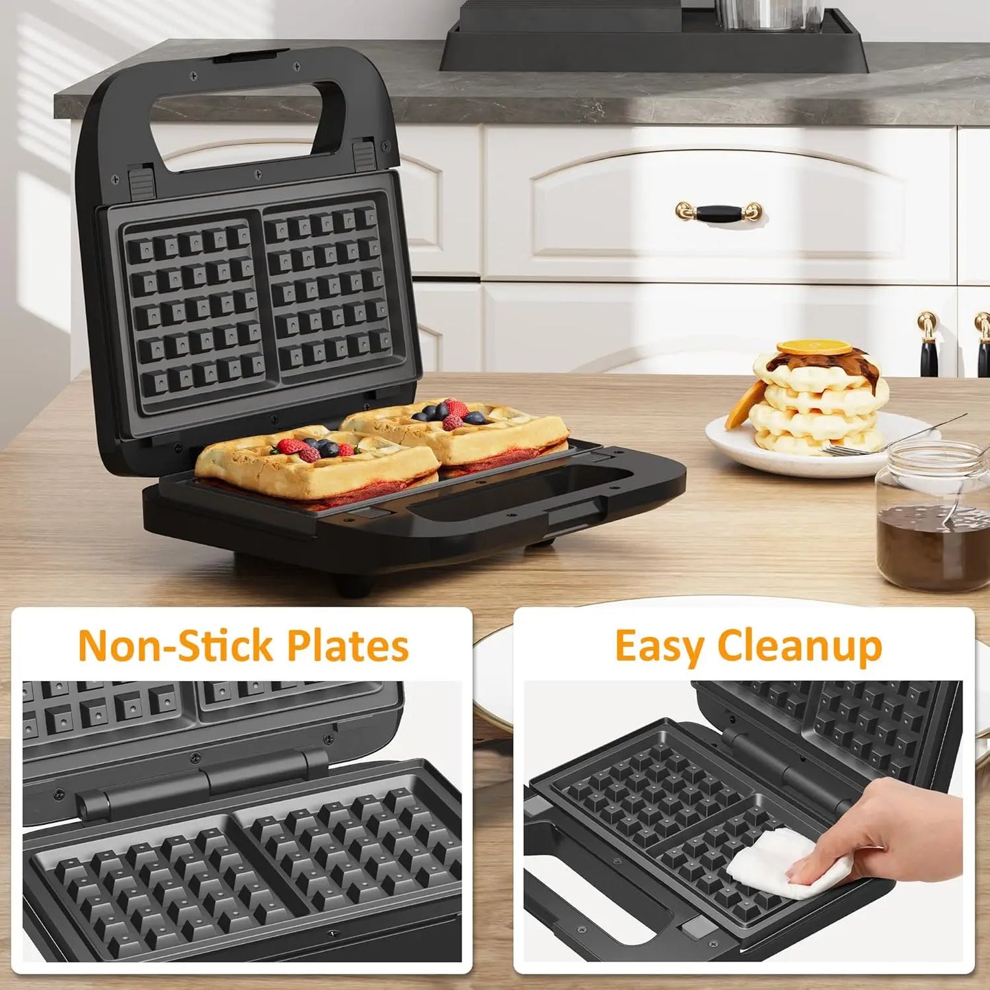 3 in 1 Sandwich Maker Press with Non-Stick Plates