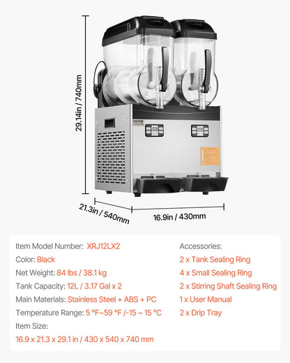 3-36L Commercial Slushy Machine 1-3 Tanks