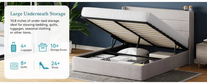 Lift Up Storage Bed with Wingback Headboard