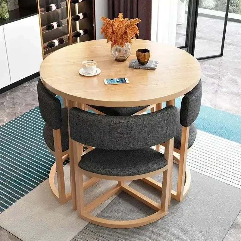 Round Mobile Dining or Kitchen, 4 Chairs