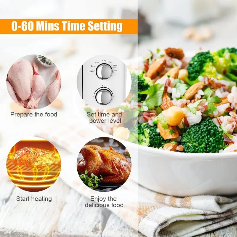Retro Countertop Microwave Oven, Defrost & 8 Auto-cooking Programs
