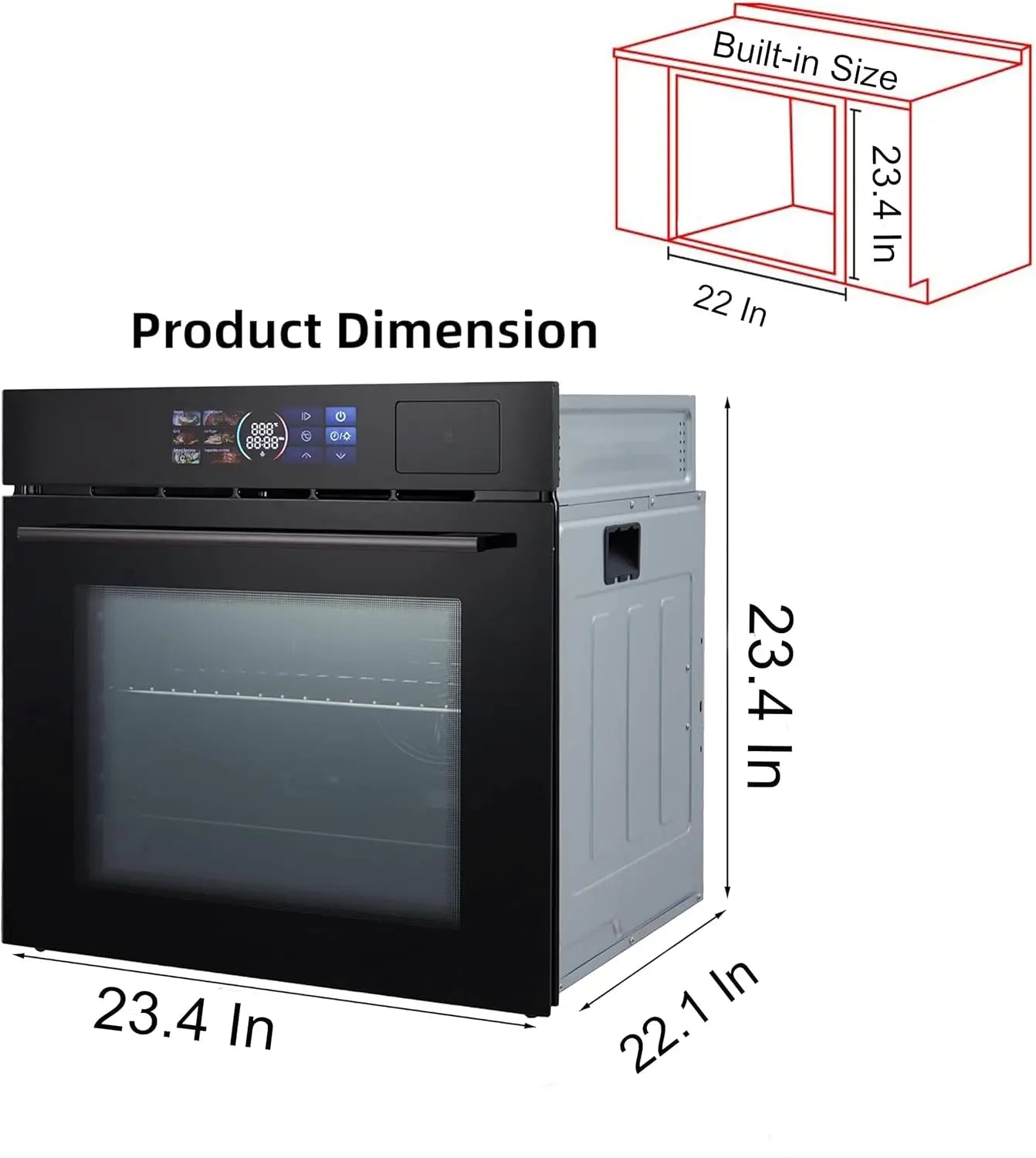 24" Built-in Electric Oven with  Steam & Grill with 8 Cooking Functions