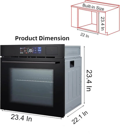 24" Built-in Electric Oven with  Steam & Grill with 8 Cooking Functions