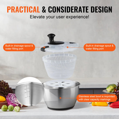 VEVOR Stainless Steel Salad Spinner