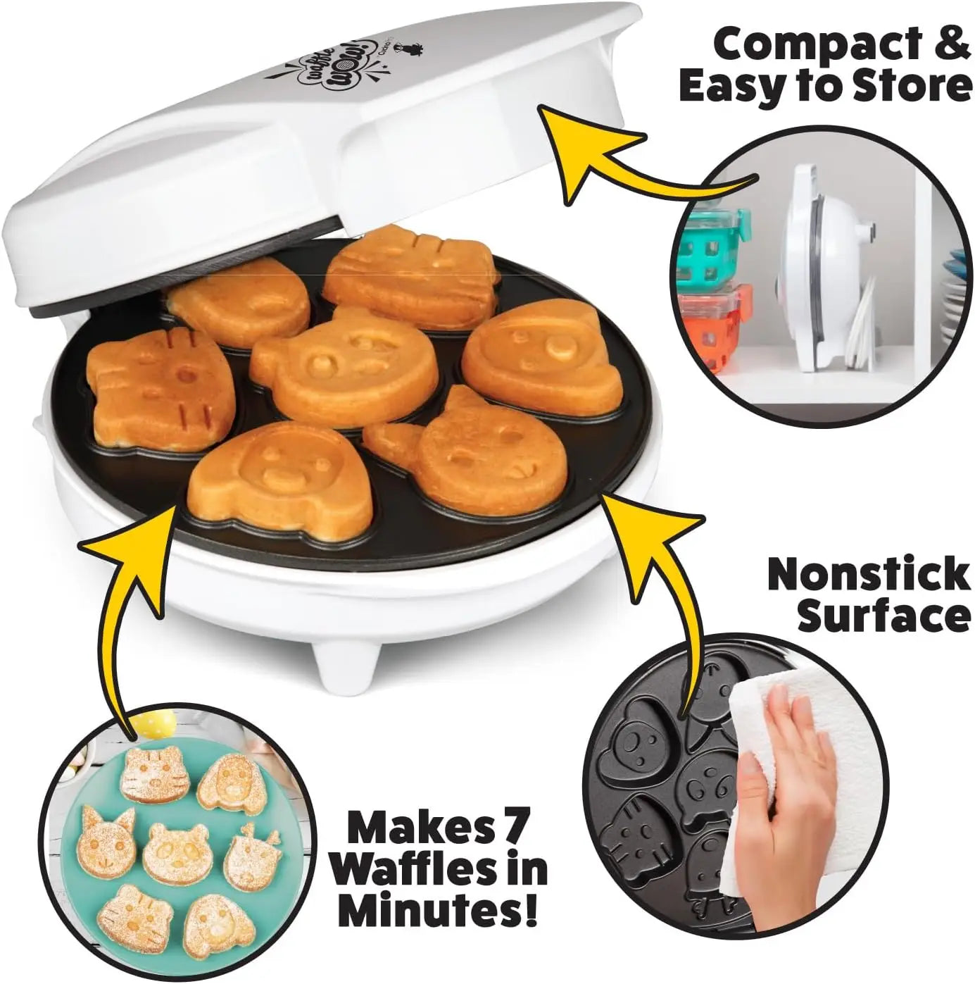 Waffle Wow! Animal Friends Waffle Maker – 7 Cute Animal Shapes