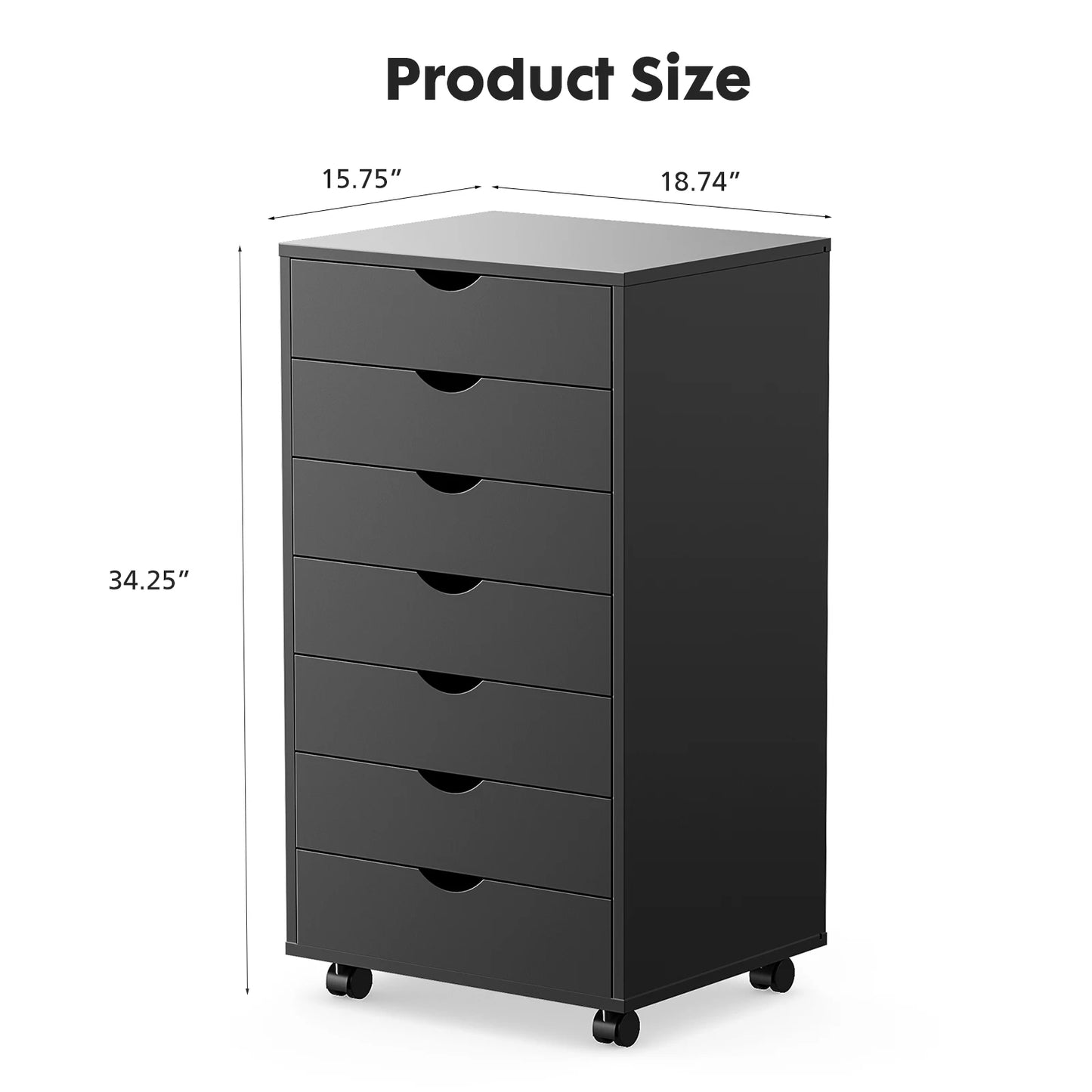 7 Drawer Chest Dresser Nightstand Storage Cabinet Wooden File