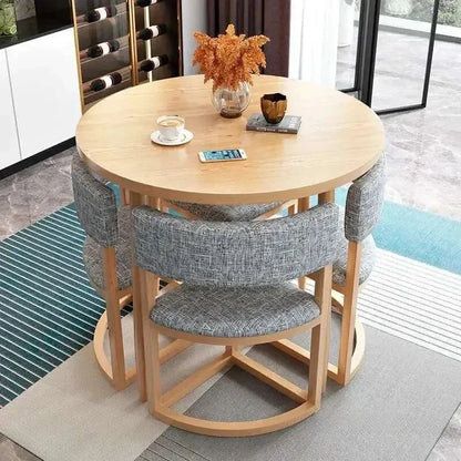 Round Mobile Dining or Kitchen, 4 Chairs