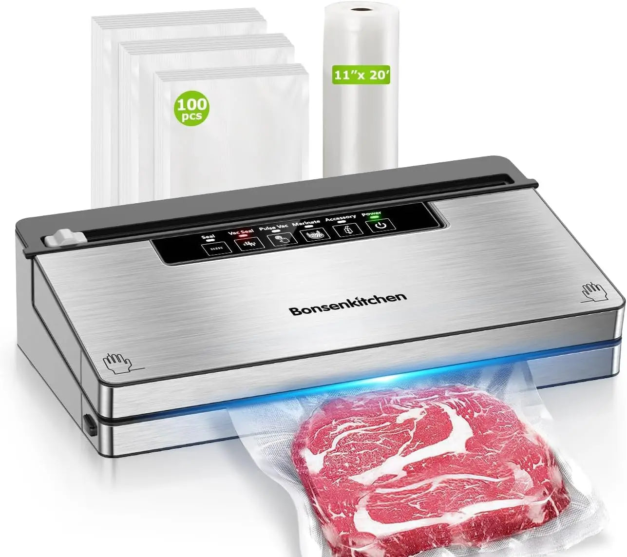 Stainless Steel Vacuum Sealer with 100 Bags