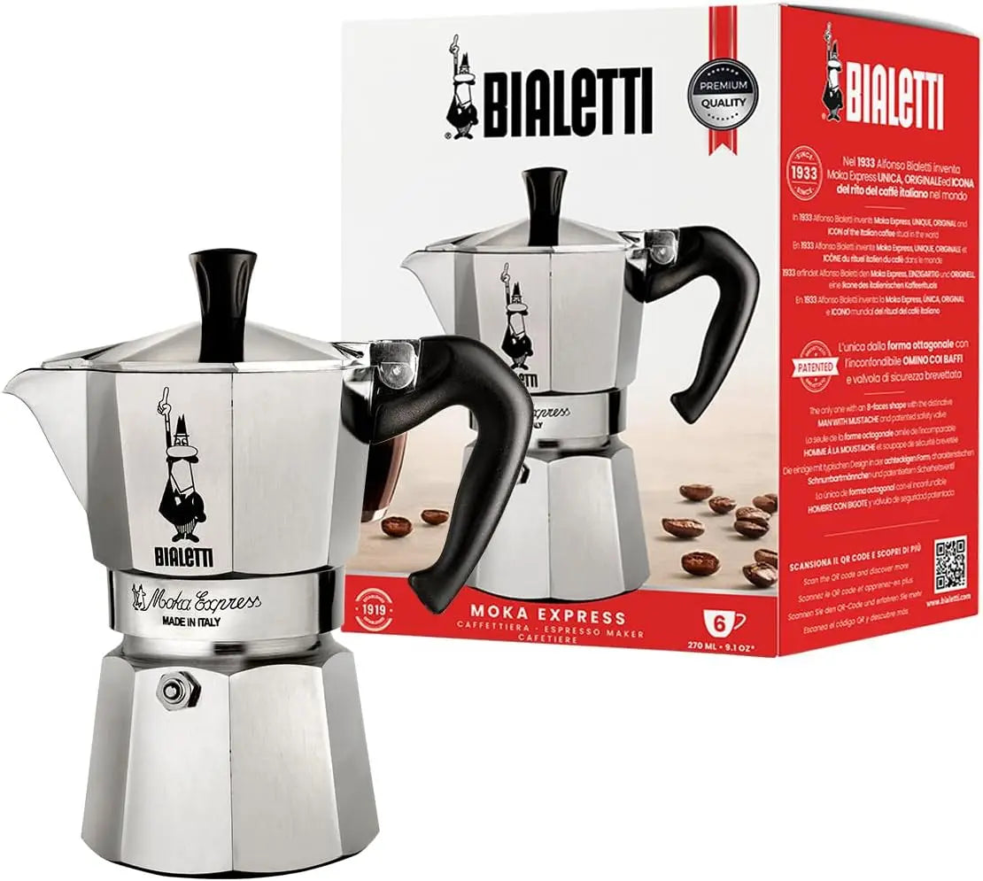 Italian-Style Stovetop Espresso Maker in Natural Silver