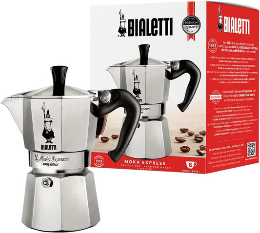 Italian-Style Stovetop Espresso Maker in Natural Silver