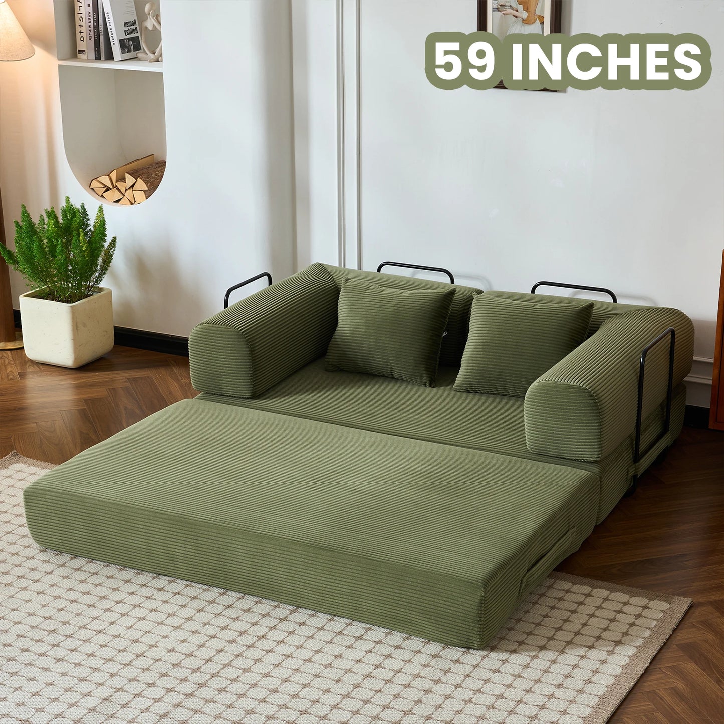 79'' Boneless Couch, Foldable Convertible Futon Sleeper
