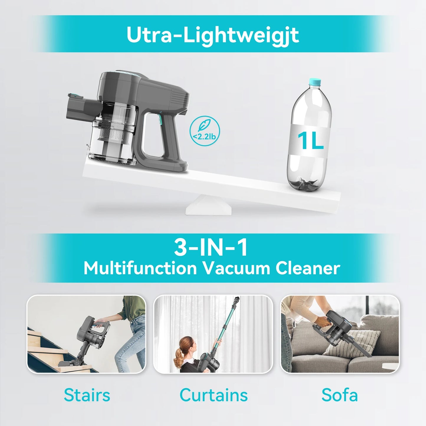 YISORA N300 Cordless Upright Vacuum Cleaner