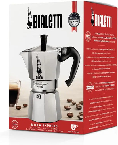 Italian-Style Stovetop Espresso Maker in Natural Silver