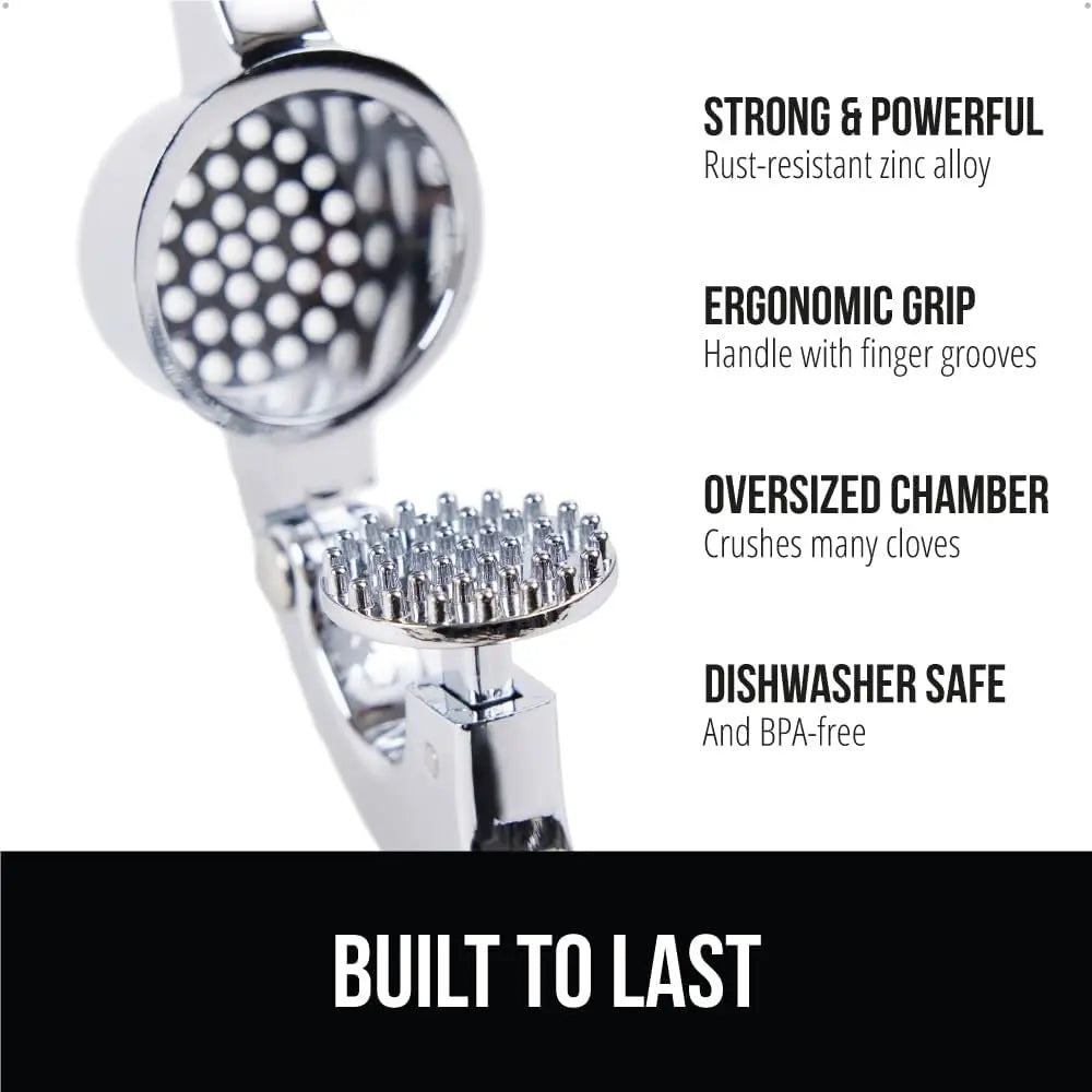 Heavy Duty Garlic Press & Peeler Set, Kitchen Gadget in Black