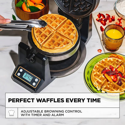 Rotating Belgian Waffle Maker with Deep Nonstick PFOA Free Plates