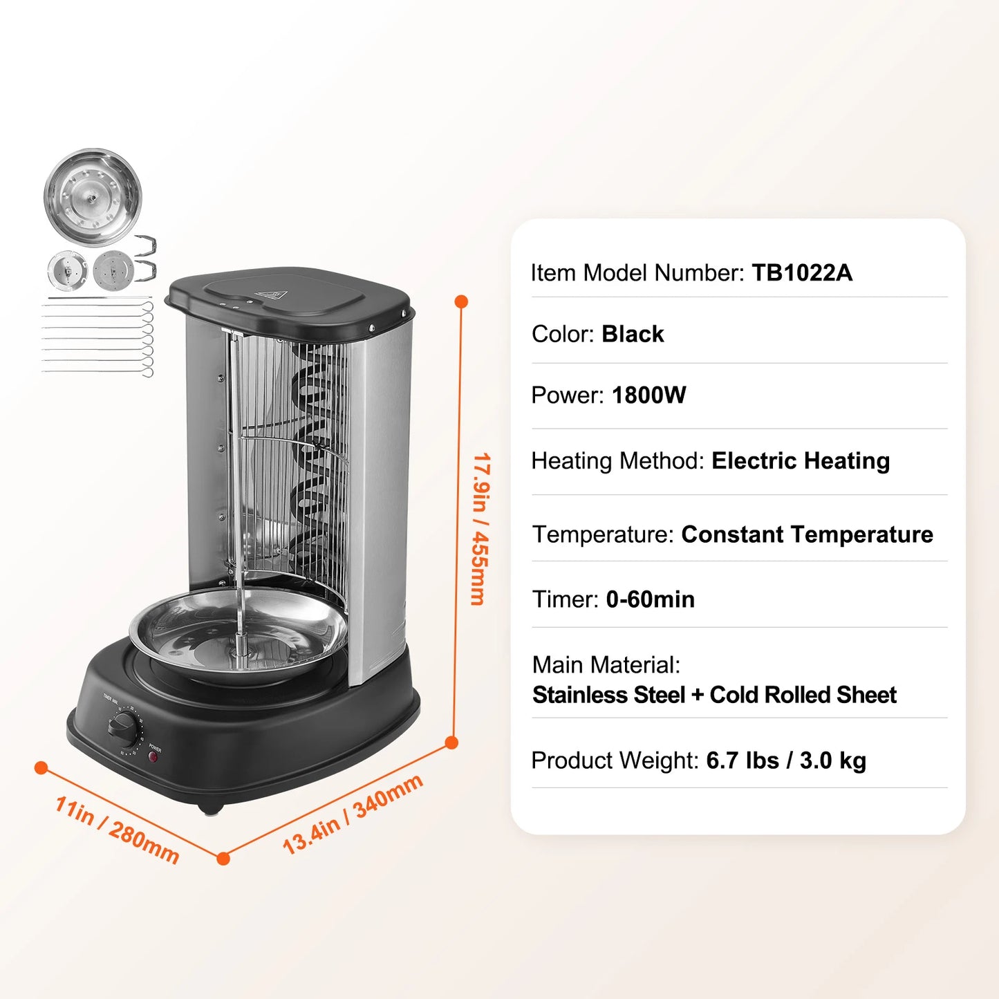 SucceBuy Countertop Shawarma Grill Machine