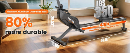 YOSUDA Magnetic Rowing Machine, 350 LB Weight Capacity with 115lbs Adjustable Resistance
